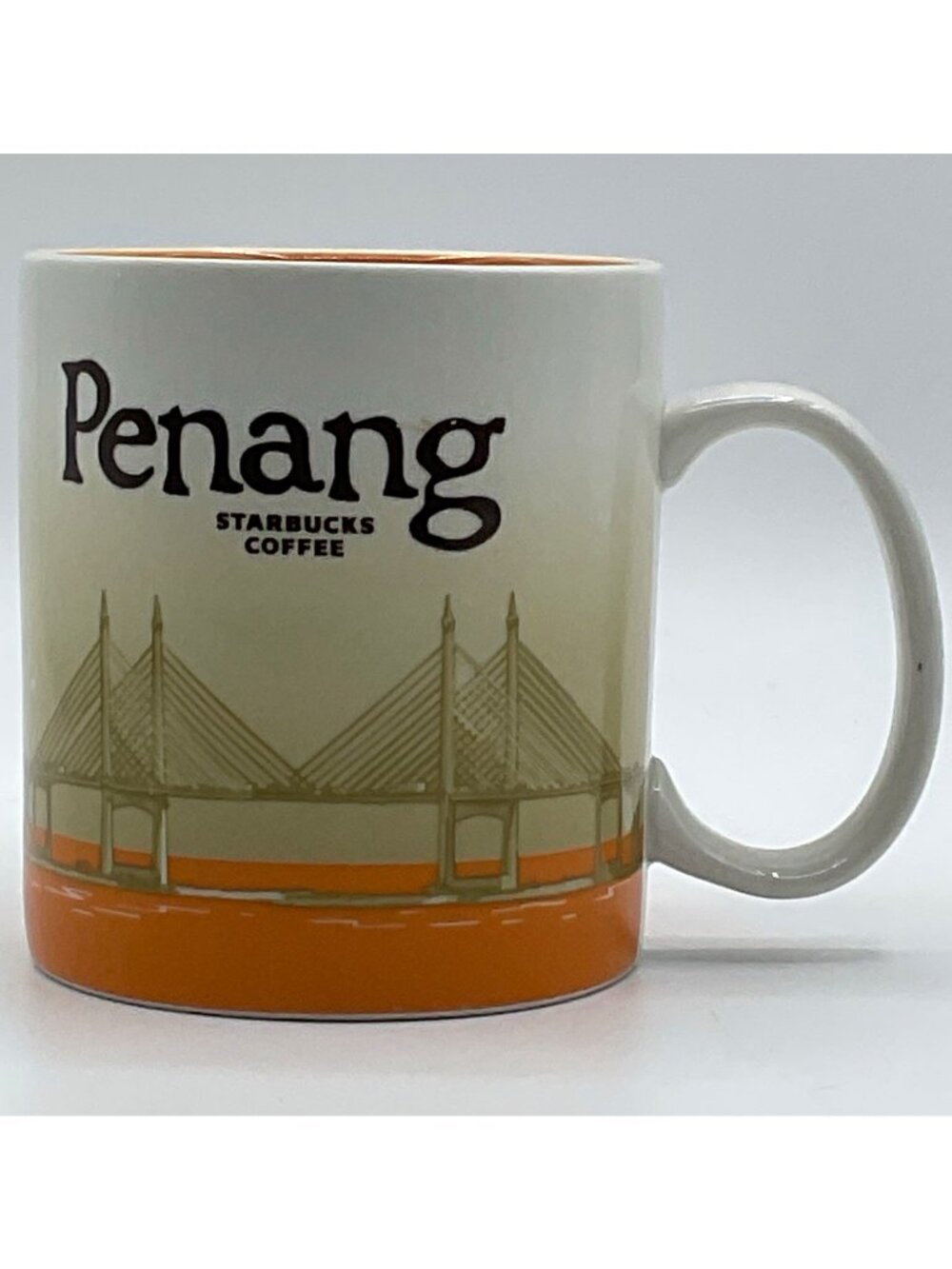Starbucks Penang City Mug 16 fl oz White Orange Coffee & Tea Cup 2011